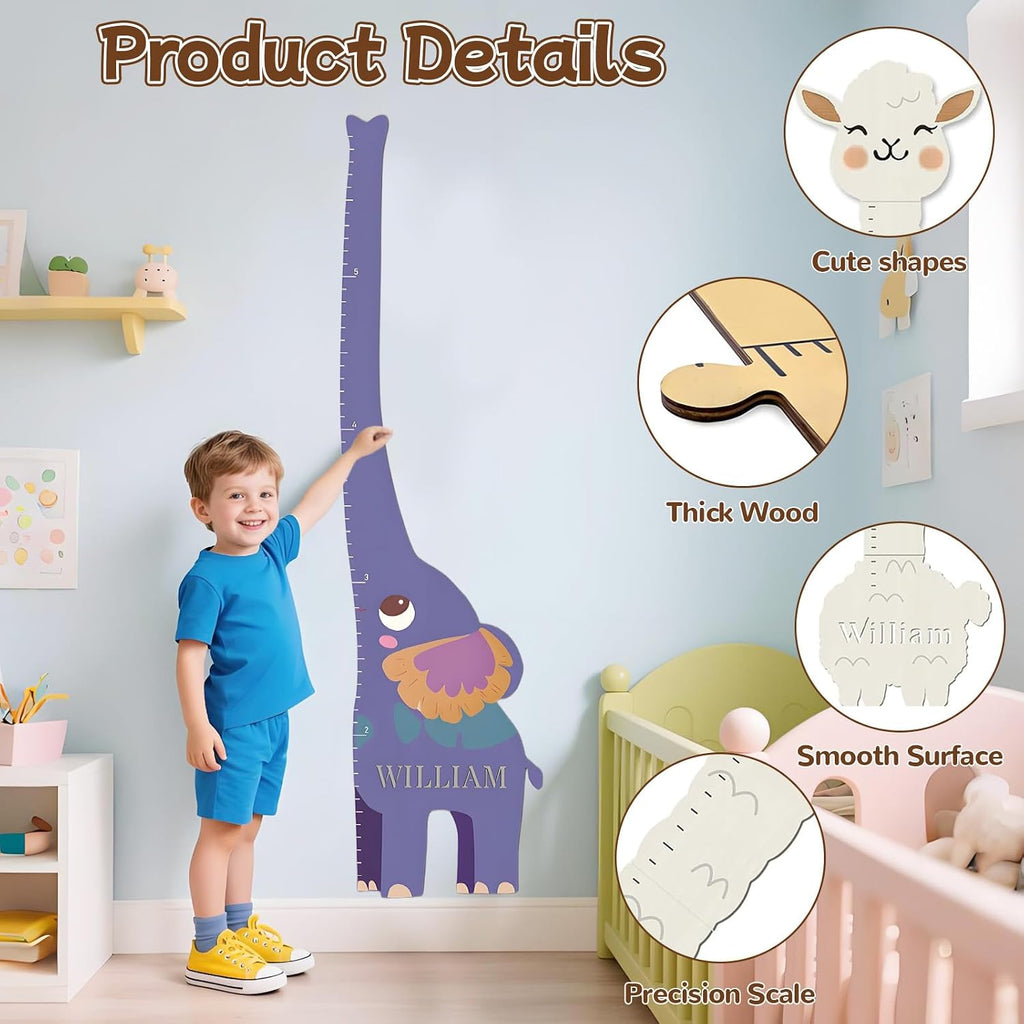 Personalized Wooden Llama Growth Chart Ruler,Custom Name Kids Height Measurement Wall Sticker,Kids Growth Chart Ruler