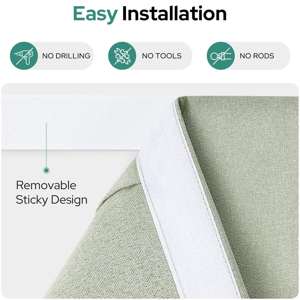 100% Blackout Linen Door Curtains for French Door 30x68 Inch