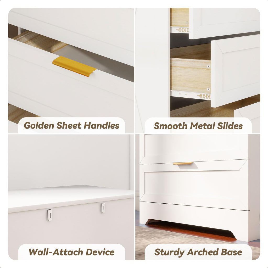 White 4 Drawer, Modern Chest of Drawers