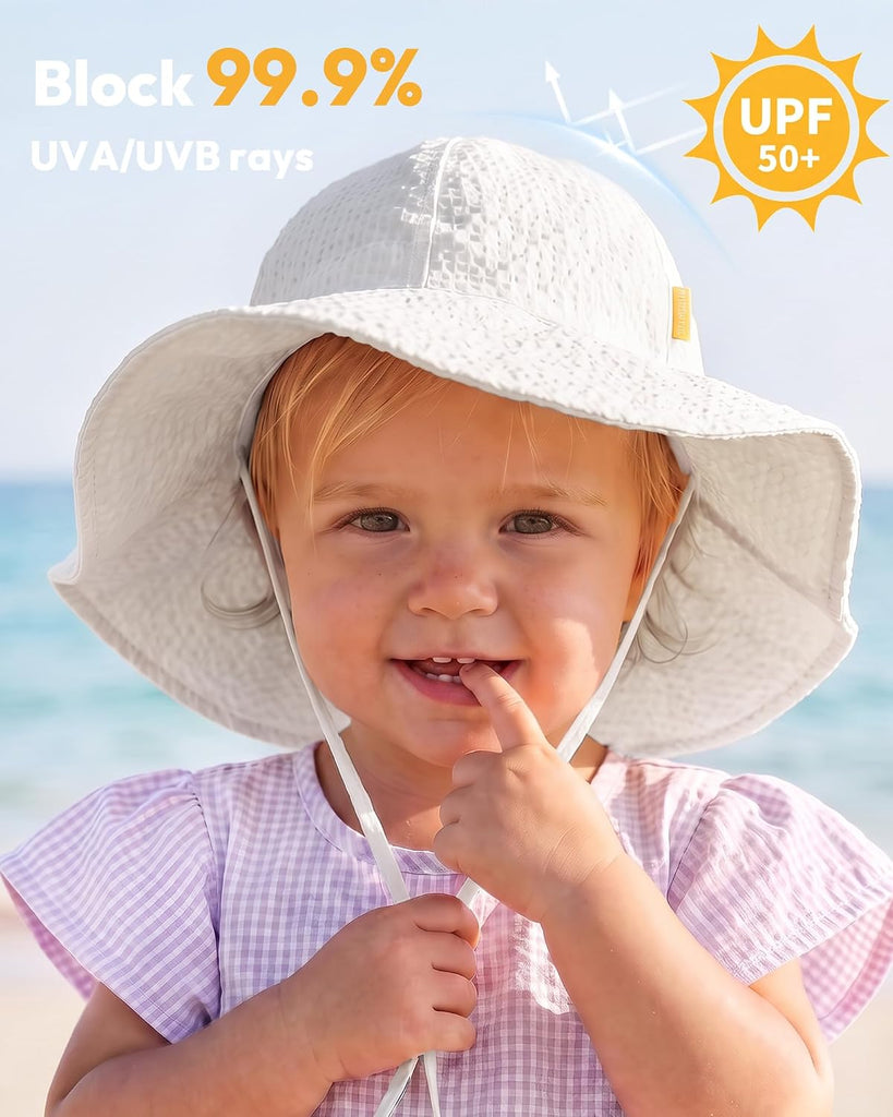 Baby Sun Hat Wide Brim Adjustable Toddler Beach Bucket Hat