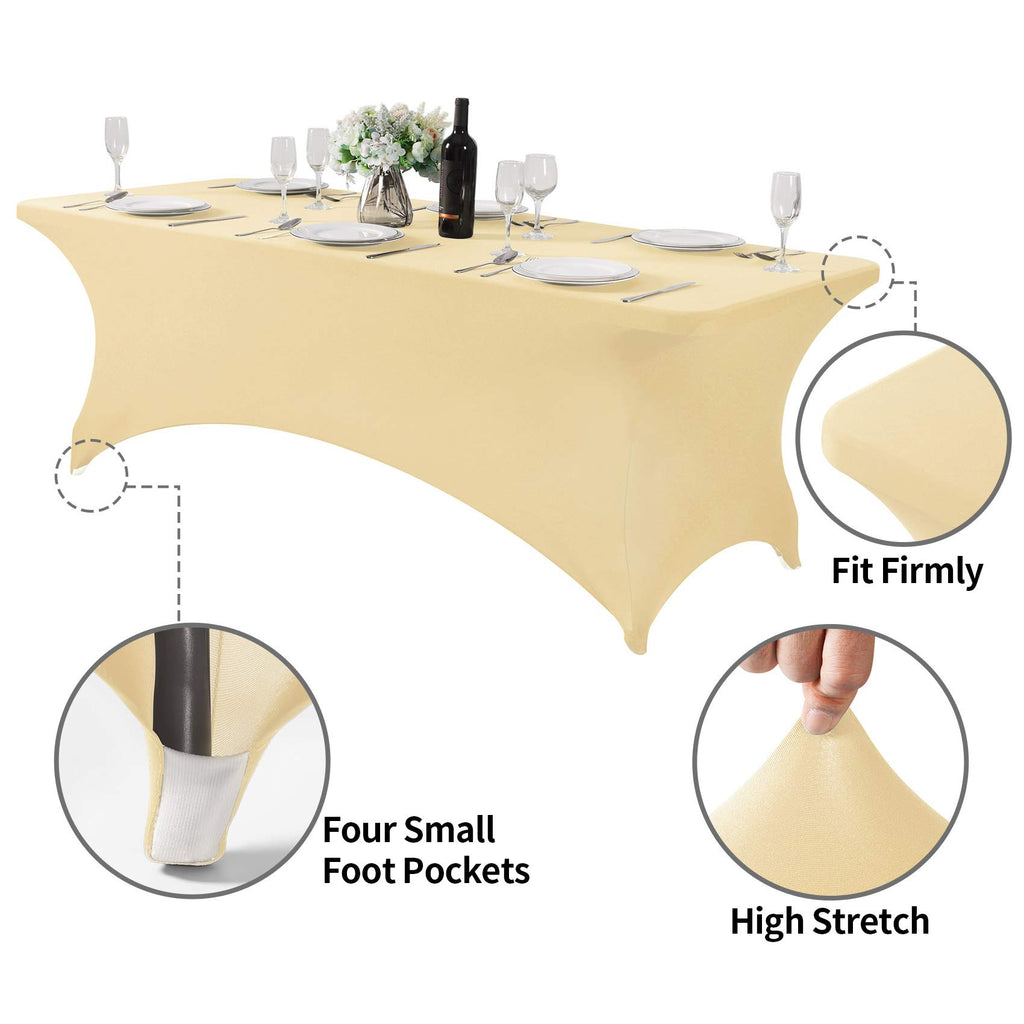 2Pack Spandex Table Cover for 8FT or 4ft or 6ft Table Universal Fitted Stretch Tablecloth for Party, Banquet, Wedding