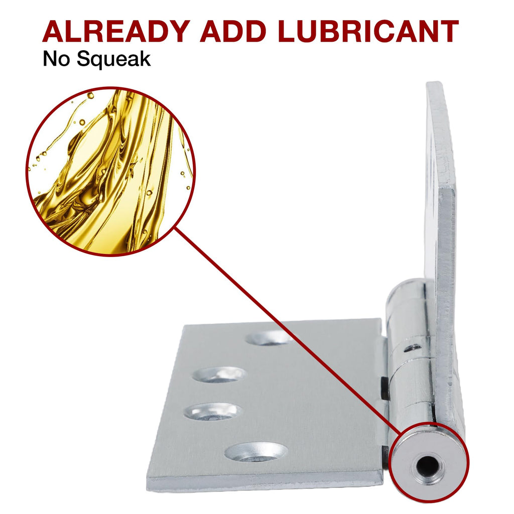 Heavy Duty Door Hinges Satin Chrome 4.5Inch x 4 1/2"Square 2 Pack