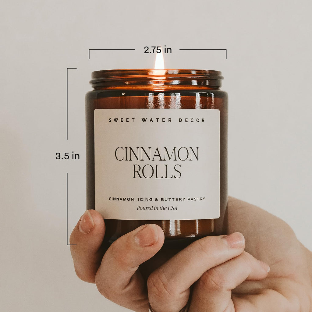 Cinnamon Roll Candle, Fall & Winter Scents, 9oz Amber Jar