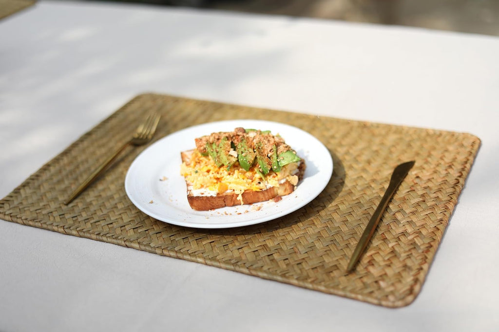 Natural Woven Rattan Rectangular Placemats Seagrass Place Mats for Dining Table (, 18x12inches) - Set of 6