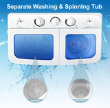Portable Washing Machine, 20lbs Capacity, Twin Tub 2lbs Washer & 8lbs Spinner Combo, Compact for Apartment RV Dorms