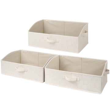 Bins, Beige(Cotton-linen), Large, 3-Pack