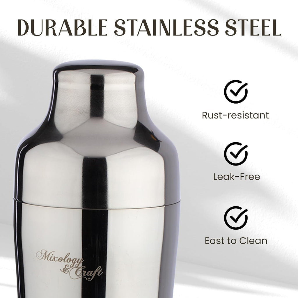 Rustic Cocktail Shaker Set - Includes Wood Stand, Complete Barware Kit with 24 Oz Shaker, Dual Jiggers, Pourers - Set of 11