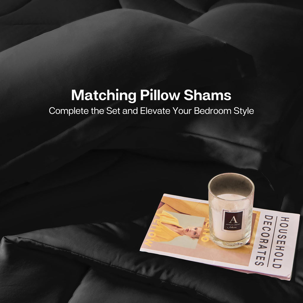 All-Season Natural Cooling Comforter for Hot Sleepers Queen, Black