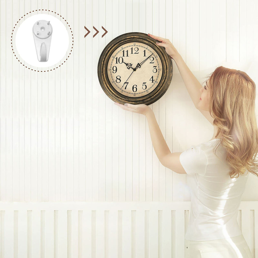 Extra Large Retro Wall Clock, 16'' Non Ticking Classic Silent Vintage Wall Clocks Decorative Kitchen Living Room