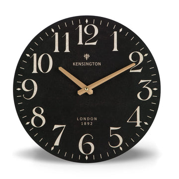 12 Inch Farmhouse Black Wooden Wall Clock, Vintage British Decor
