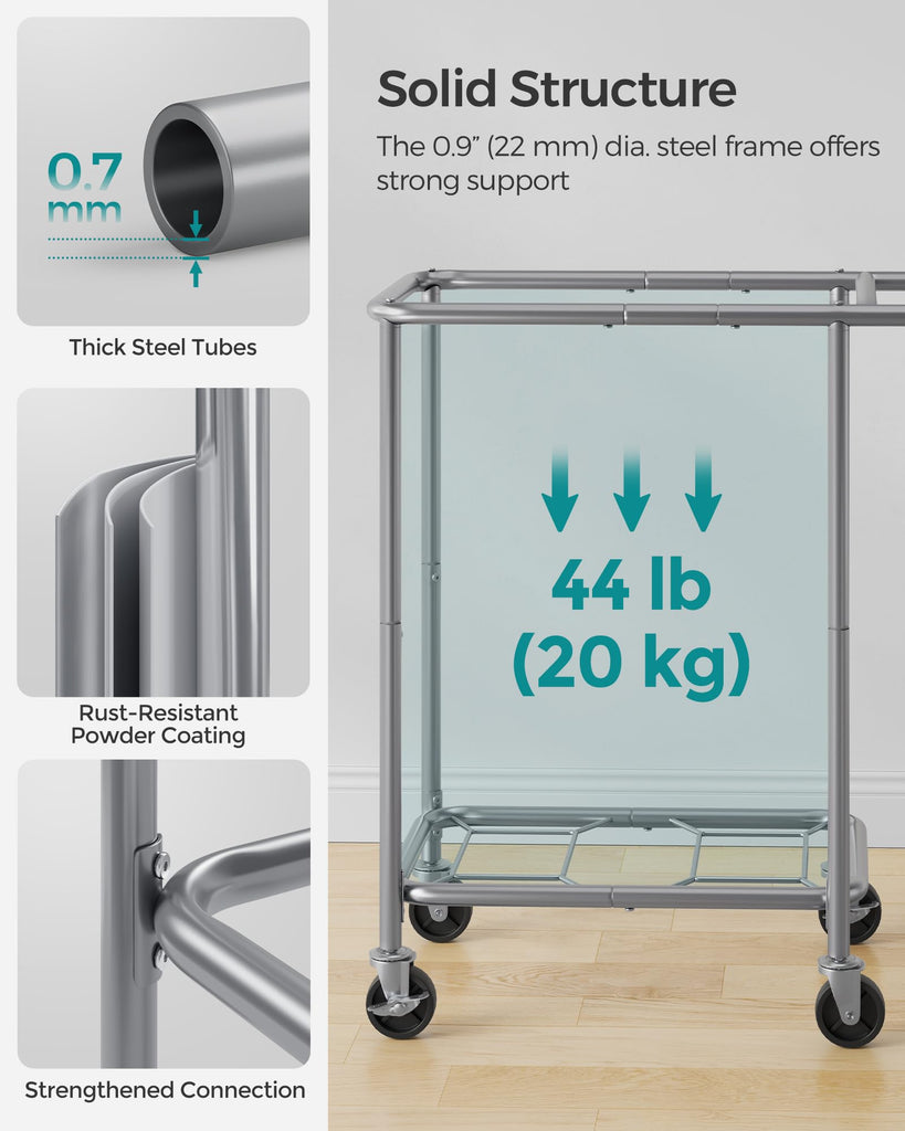 Laundry Basket with Wheels, 2-Section, 37.0 Gallons (140 L)
