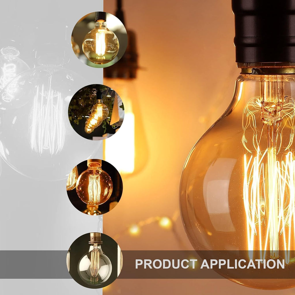 E26 G95 LED Globe Bulb 4W 40W Equivalent 2700K Amber Glass Filament Lamp