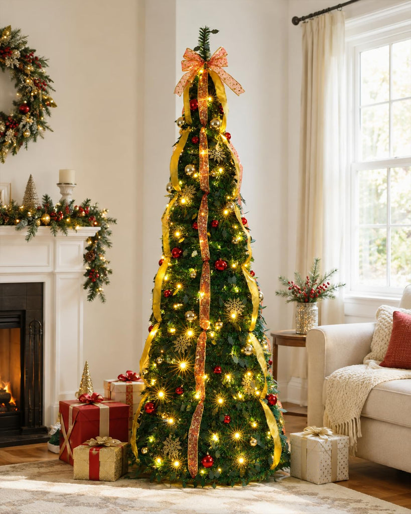 7ft Pop Up Pre-Lit with 200 Warm White & Multicolor Lights