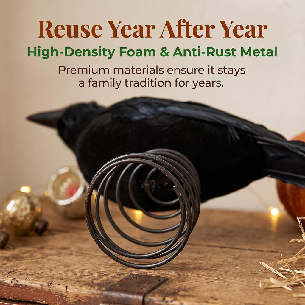 Halloween Black Crow Tree Topper Gothic Black Feathered Crow Christmas Tree Topper Raven Tree Top Ornament
