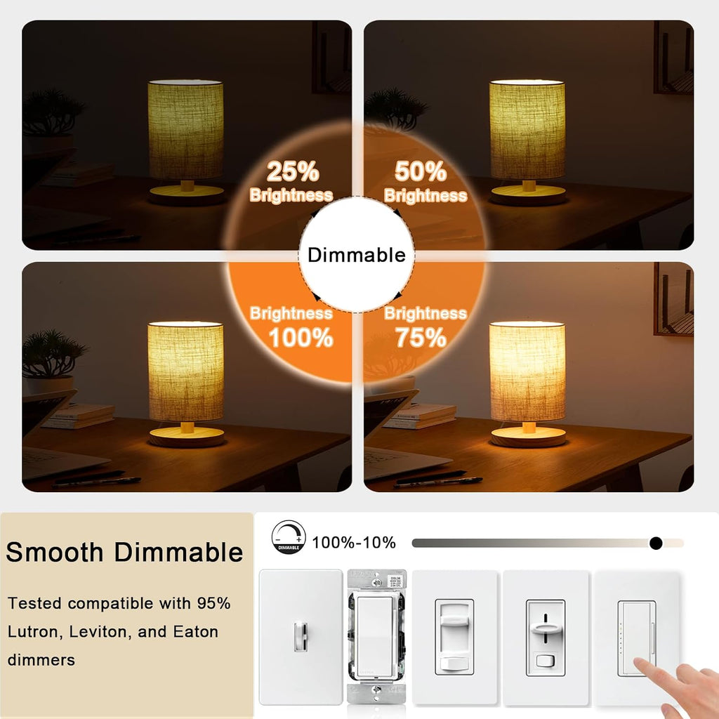 3.2 Inch 2200K Amber White E26 LED Bulb 60 Watt Equal, AC 120V 600LM Edison Bulbs Dimmable, 6W T10 T30 Tubular