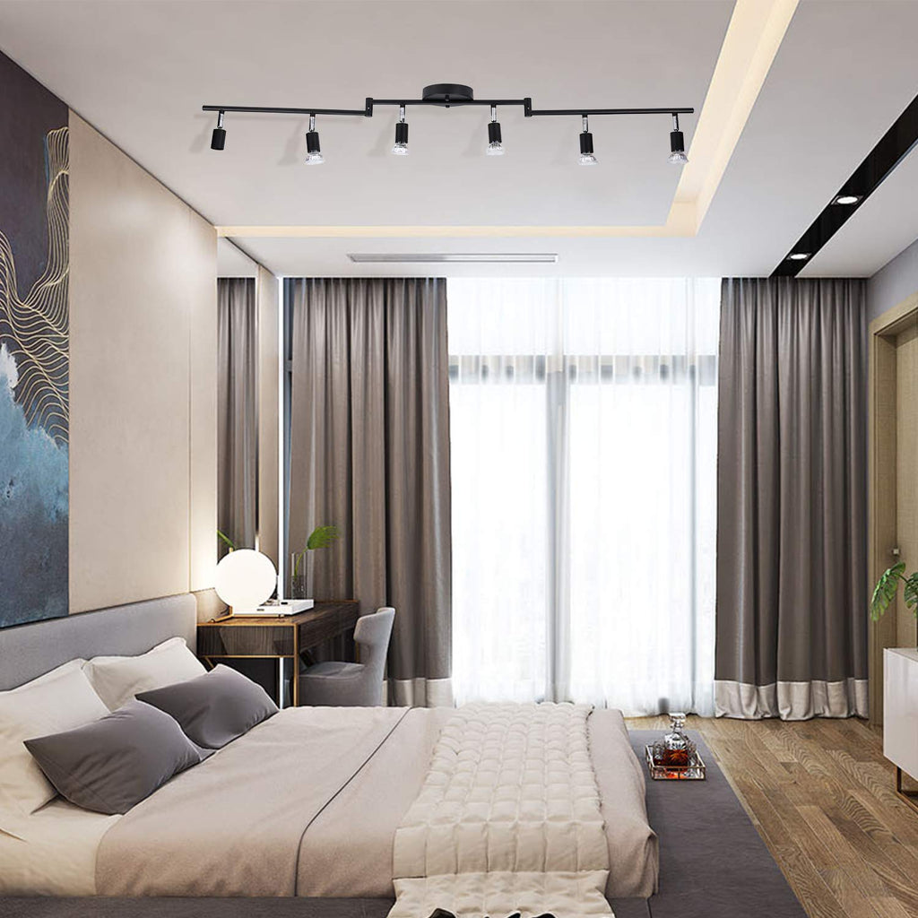 Adjustable Dimmable Track Lighting Kit, Flexible Foldable Arms, Matt Black Color Perfect,Hallyway Bed Room