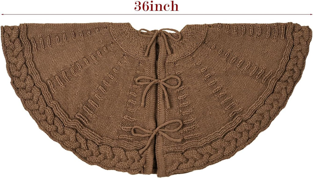 Knit Christmas Tree Skirts, Neutral Tree Skirt, Cozy Christmas Decorations