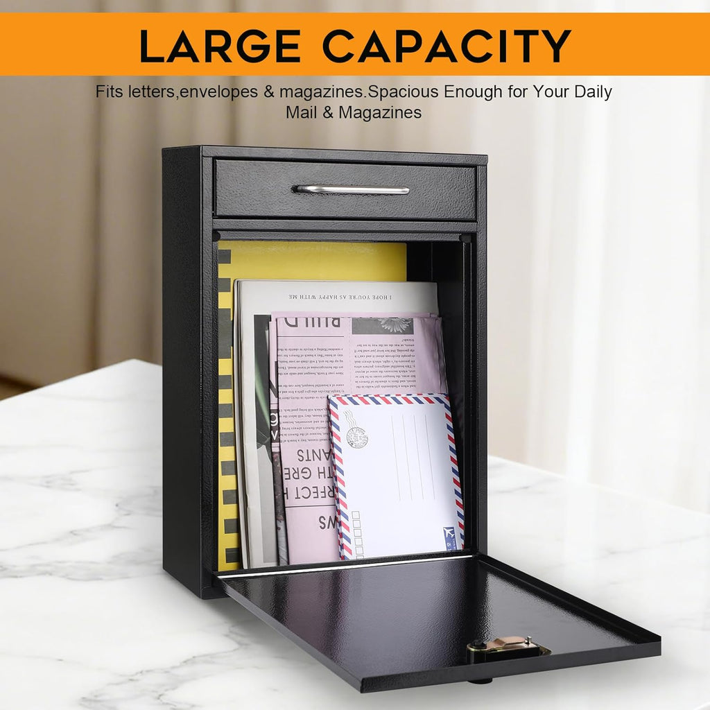 Wall Mount Mailboxes with Combination Lock, Wall Mail Box with Lock, Hanging Secured Postbox, Security Key Drop Box