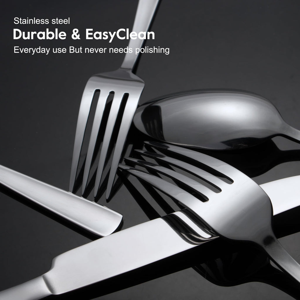65 Piece Silverware Flatware Cutlery Set, Stainless Steel Fork Spoon Knife Sets for 12, Dishwasher Safe,Ergonomic