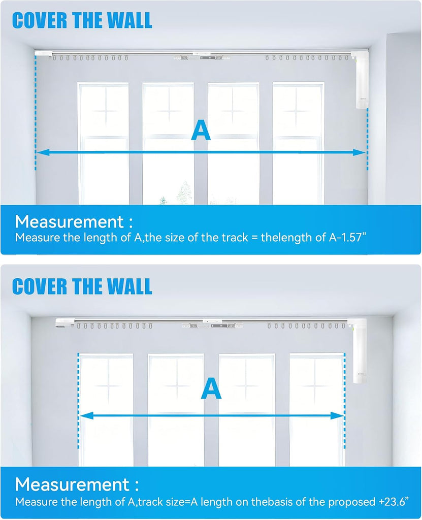 Smart Curtains System, Electric Curtain Track with Automated Rail, Motorized Curtain Rod with Remote Control, Works