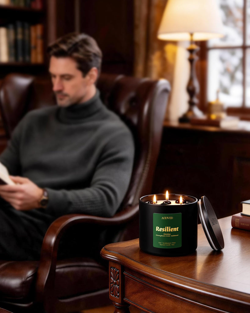 3-Wick Scented Candles, Resilient (Obsidian) 15 oz Soy Wax