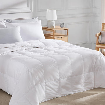 Lightweight Goose Feather Down Fiber Comforters King, Summer Duvet Insert, Ultra Soft, Breathable