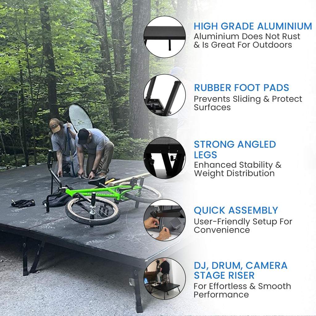 4'x8' Portable Stage, 2 Decks, Adjustable Height 17-28"
