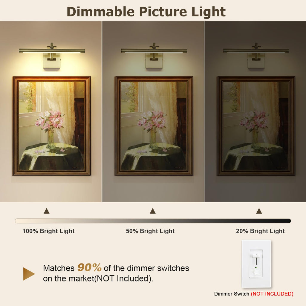 Picture Lights for Wall Hard-Wired Antique Bronze Picture Lighting Dimmable Art Light LED Gallery Lighting for Wall