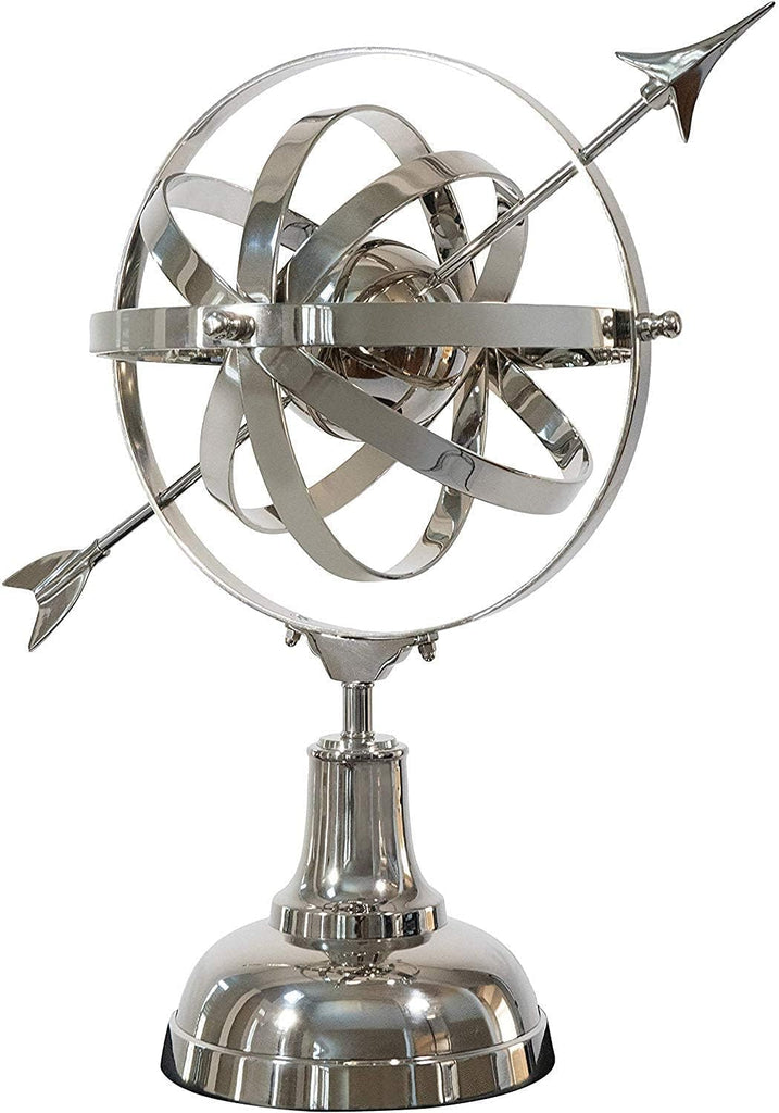 Decorative Aluminum Armillary Sphere Figurine (DH4032) | Armillary Figure with Arrow Decor | Tabletop Office Decor