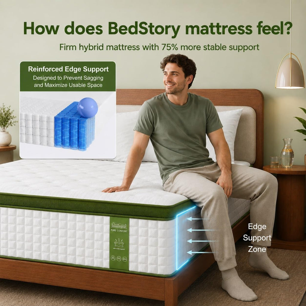 13 Inch Firm Full Mattress, Hotel Collection Hybrid Mattresses -Targeted Lumbar & Shoulder Support for Back Pain