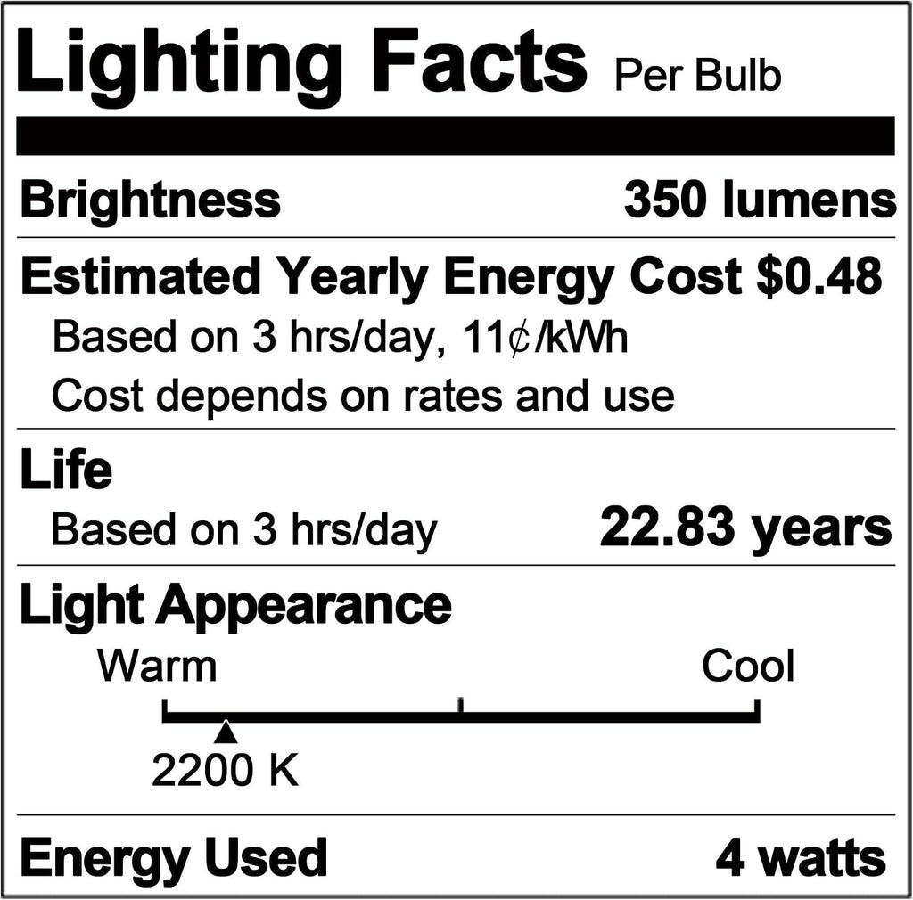 Dimmable G16.5 Amber LED light Bulb 40 Watt,E26 Vintage Edison Light Bulb