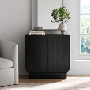 Joey Mid Century Modern Buffet Sideboard Storage Cabinet, Arched Accent Cabinet with Rounded Bottom Edges and