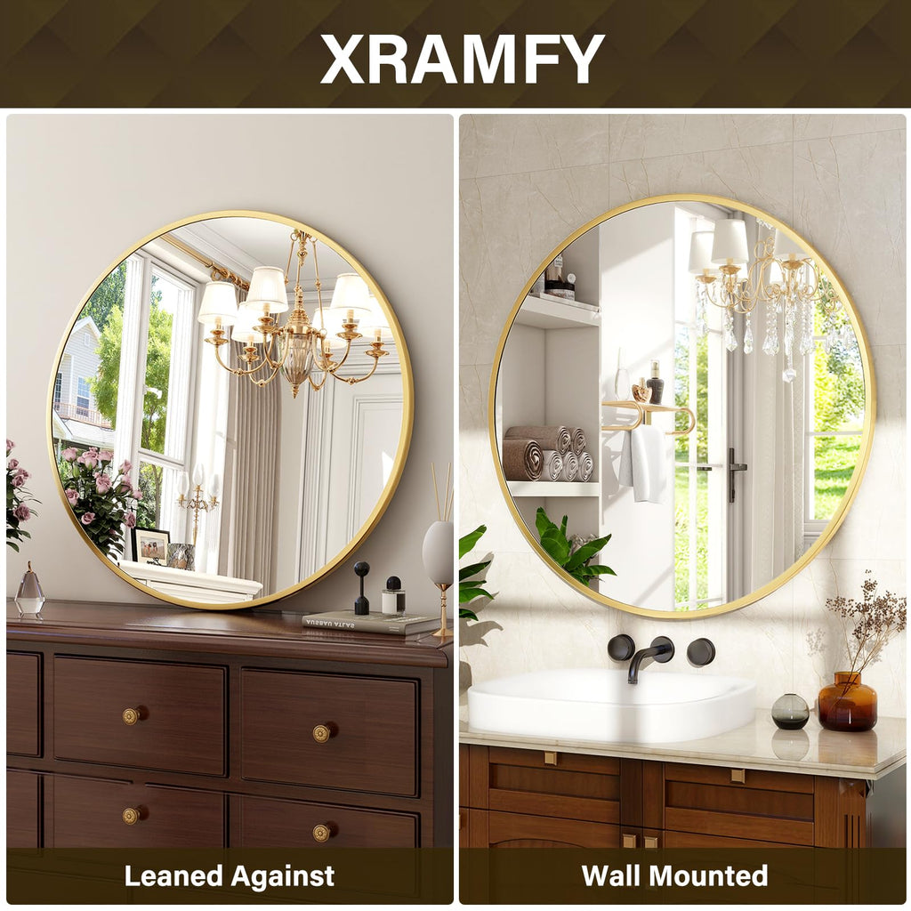 24 Inch Round Mirror-Gold Circle Mirrors