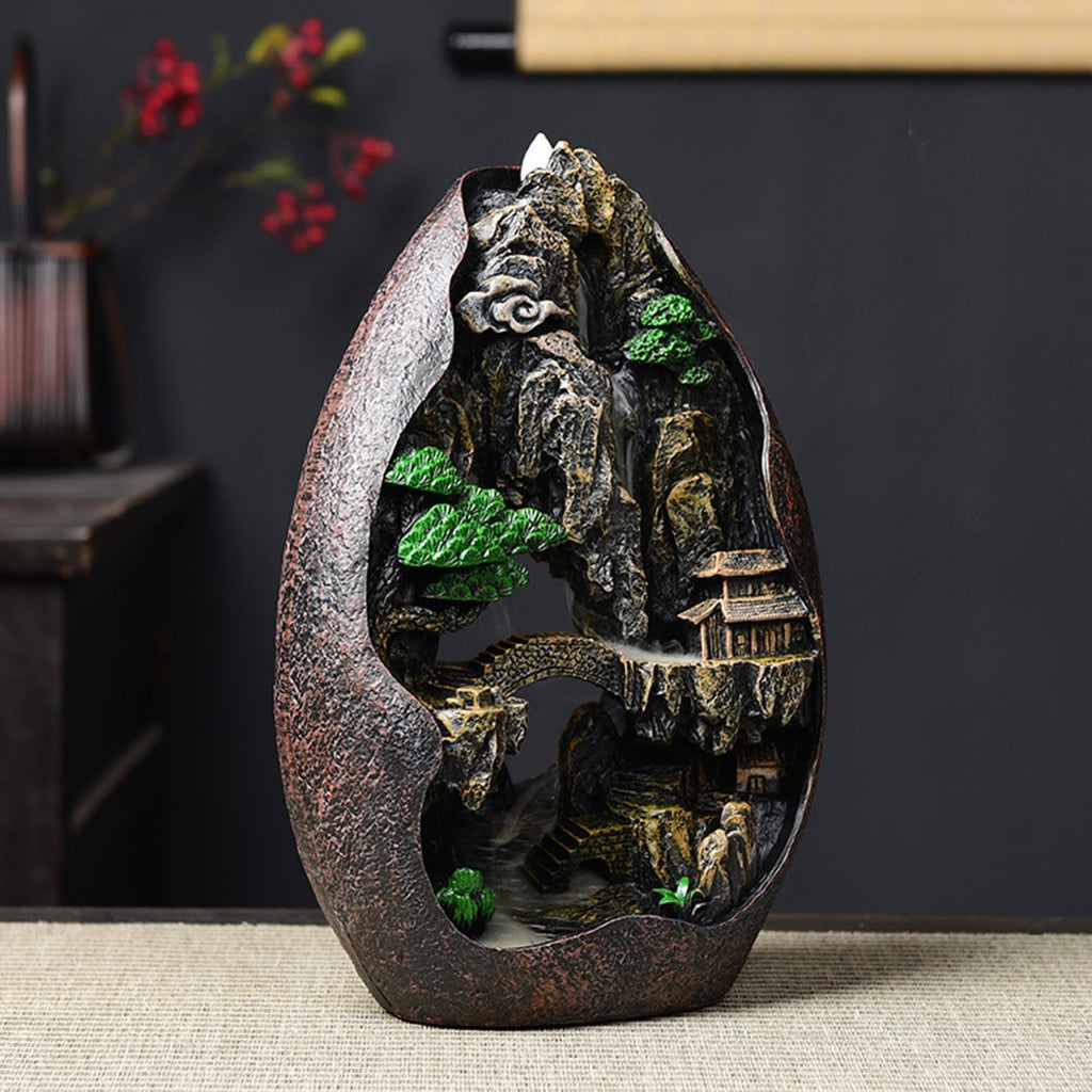 Mountain Waterfall Backflow Incense Burner Cascading Incense Cone Holder