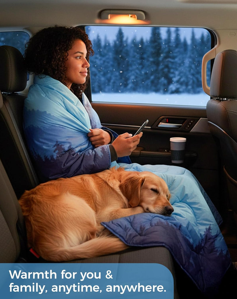Ultralight Camping Blanket, Wearable Packable Blanket Cyan 79"x57"