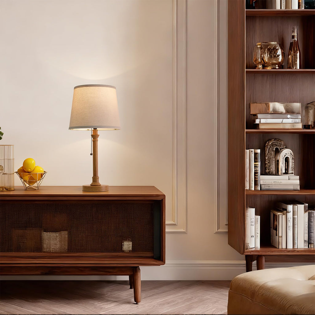 19.5" Wood Grain Rustic Table Lamps Set of 2 Bedroom