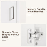 IDEALHOUSE 16" Bathroom Vanity with Sink, Freestanding Wooden Bathroom Vanity Cabinet with Soft-Closing Door and Metal Handle, Modern Floor Standing Storage for Small Spaces，White