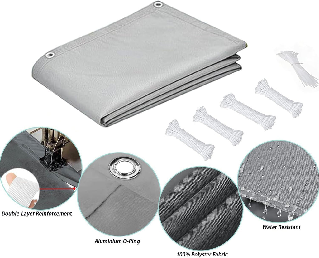 8x14 FT Dark Gray Waterproof Sun Shade Sail Heavy Duty-260 GSM UV Block Fabric-98% UV Block Rectangle Pergola