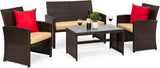 Best Choice Products 4-Piece Outdoor Wicker Patio Conversation Furniture Set for Backyard w/Coffee Table