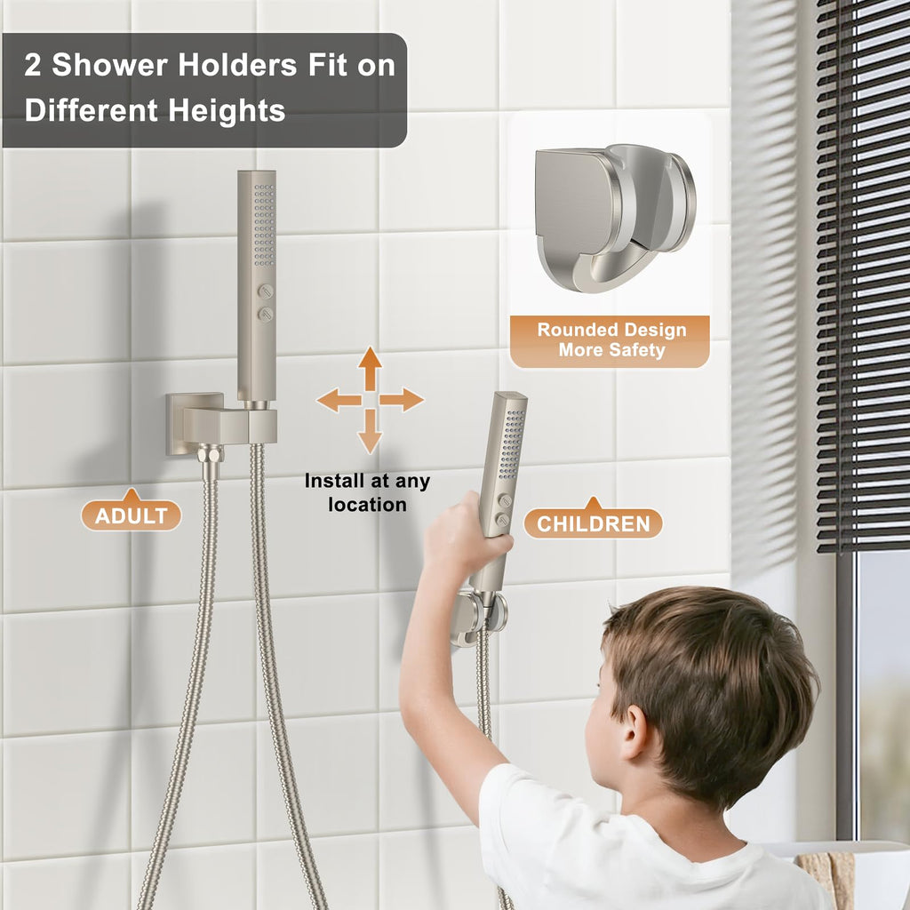 Rain Shower System Brushed Nickel Shower Faucet Set Ceiling Mount