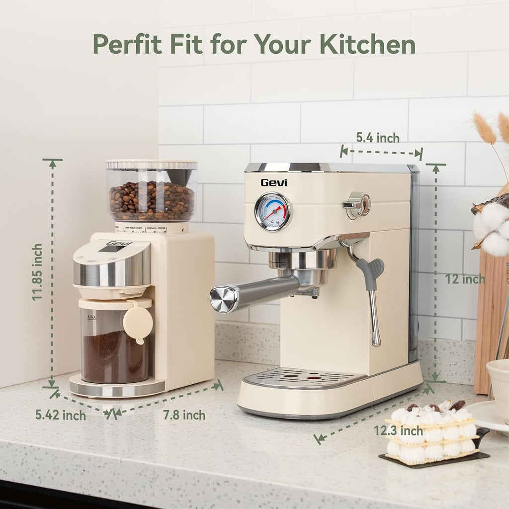 20 Bar Espresso Machine with Conical Burr Anti-Static Coffee Grinder | Removable Water Tank;Include Necessary