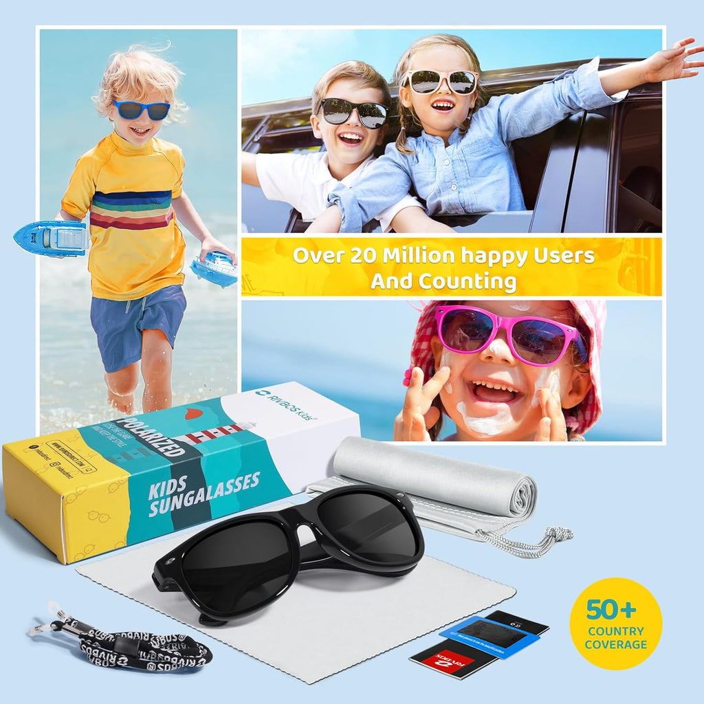 Kids Sunglasses Polarized UV400 TPE with Strap for Boys Girls RBK004