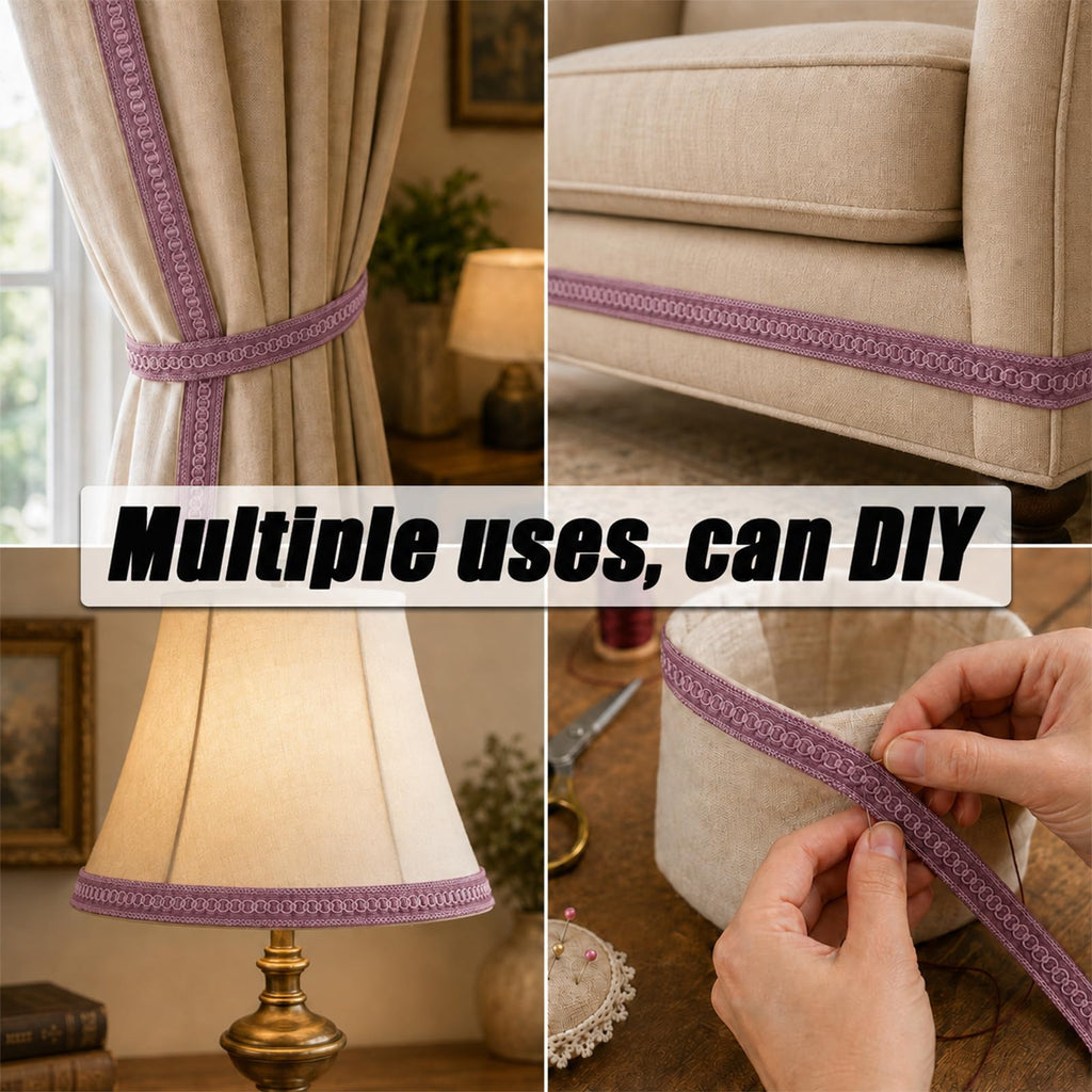 Purple Lace Fabric Trim 0.8"/13Yards Polyester Woven Gimp Braid Trim