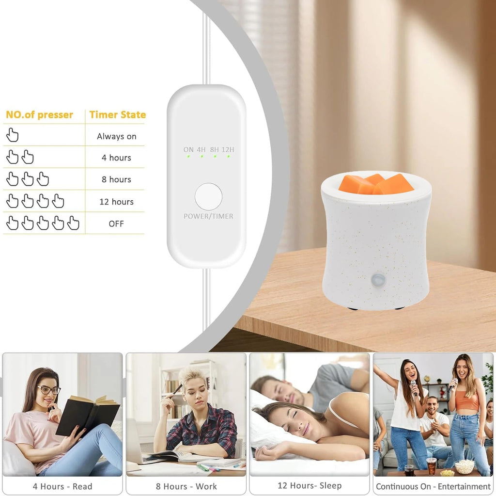 3 in 1 Ceramic Wax Melt Warmer with 4 Timer and Silicone Dish