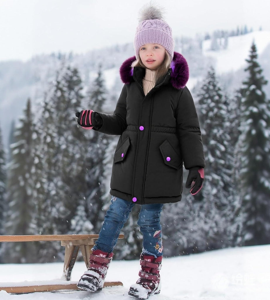 Girls Winter Coat Puffer Jacket with Hood Waterproof Long Parka Stylish Warmth Snow Outwear