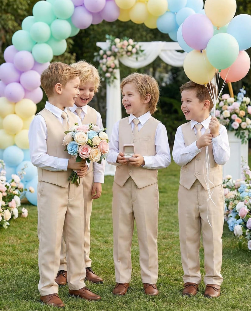 Boys Suits Kids Dress Vest Pants Set Ring Bearer Outfit