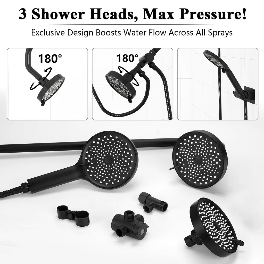 Tandem Shower Head, Dual Shower Head with Handheld for Two People