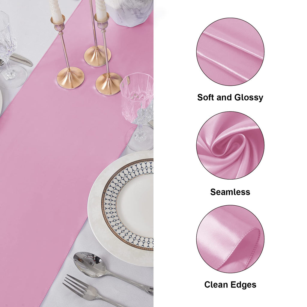 24Pack Table Runner 12 x 108 Inches Satin Silk Table Runner for Wedding, Birthday Party, Banquets, Graduations