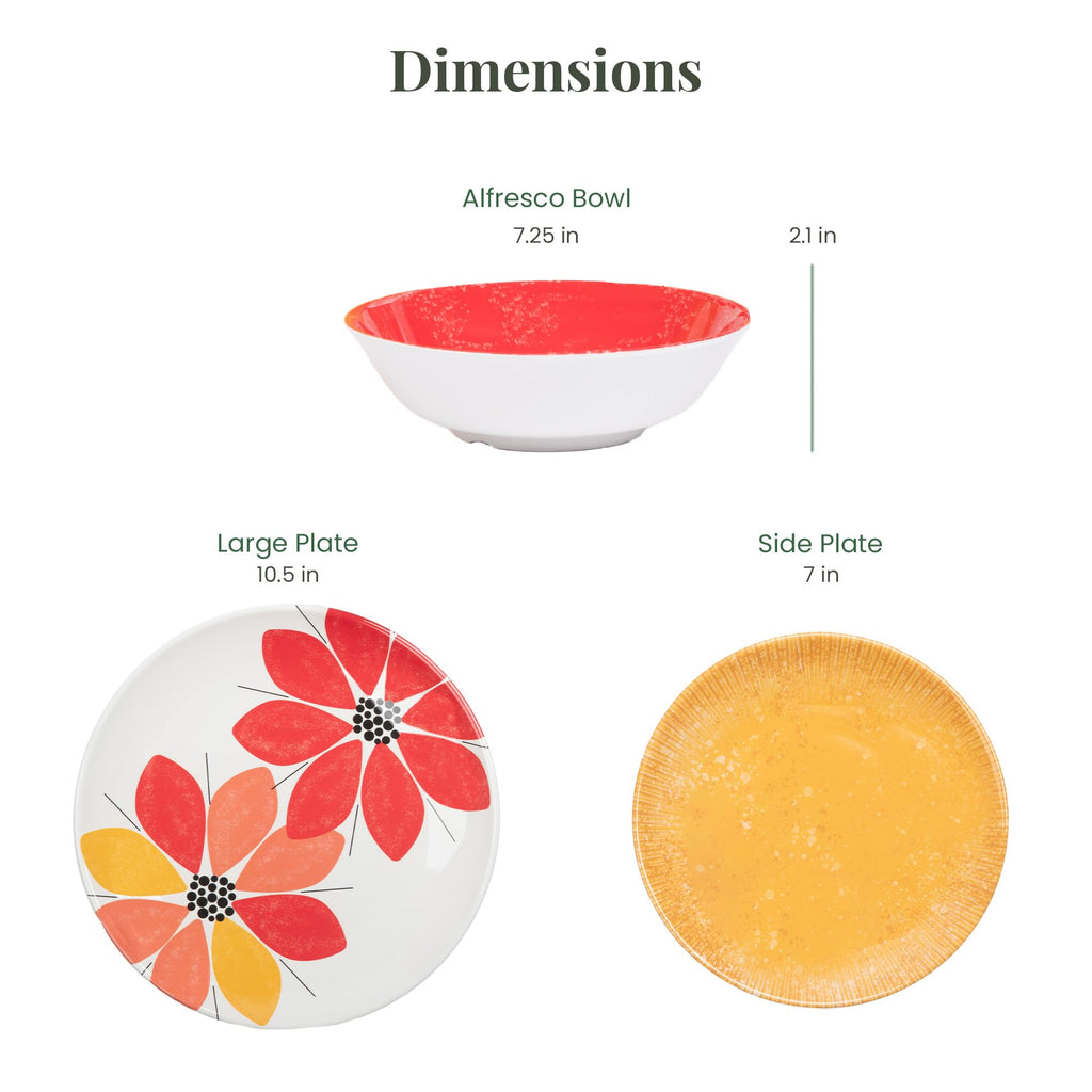 12-Piece Melamine Dinnerware Set: Durable, Lightweight, Break-Resistant Plates & Bowls - Stylish, Non-Toxic
