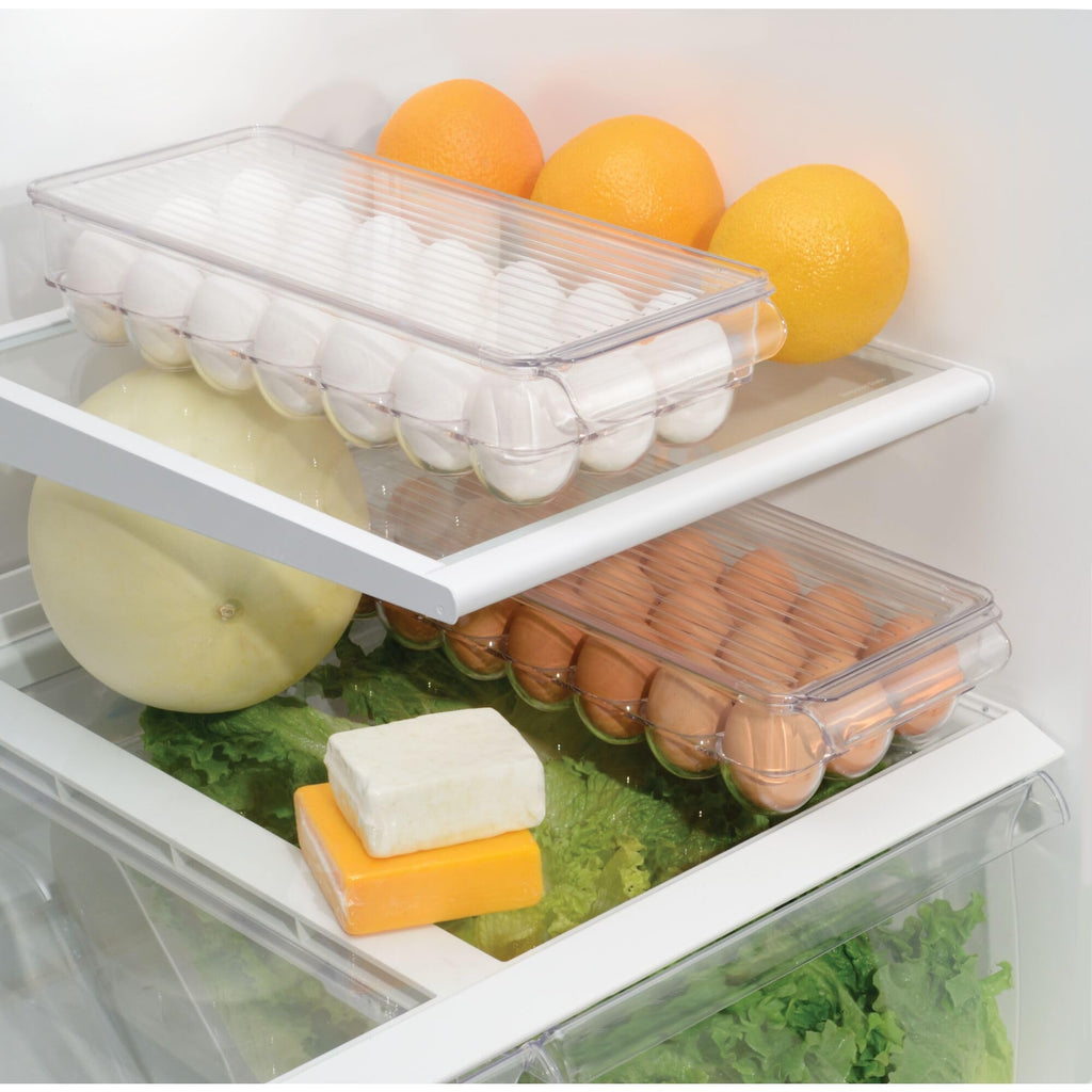 Clear Plastic Egg Holder for Fridge with Lid, 21 Egg